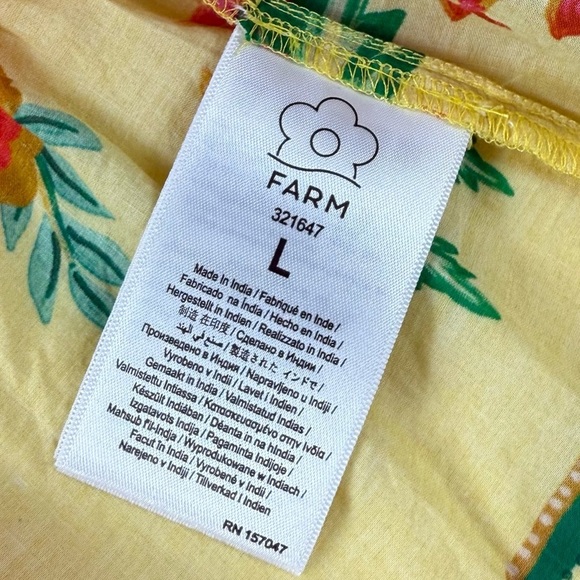 Farm Rio Delicate Fruit Garden Blouse Womens Large Yellow Multi NWT $148 - Picture 9 of 14